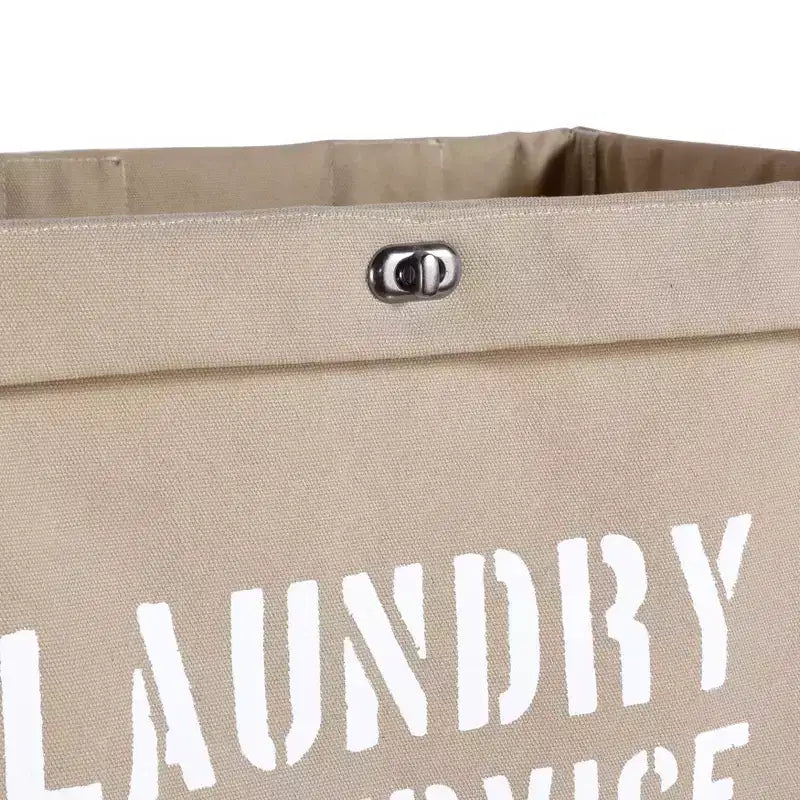 Danya B. Cesto Portabiancheria in Tela con Ruote: Cesto per Vestiti Beige Resistente, Telaio Portatile in Ferro, Capacità di 32 Litri
