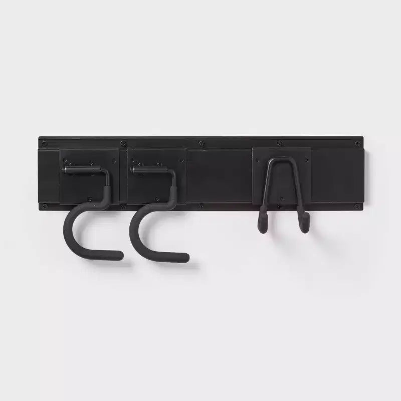 Gancio portautensili e kit per binario per garage Heavy Duty - Brightroom™: contenitore a parete, acciaio, nero, larghezza 91 cm, capacità 40 kg