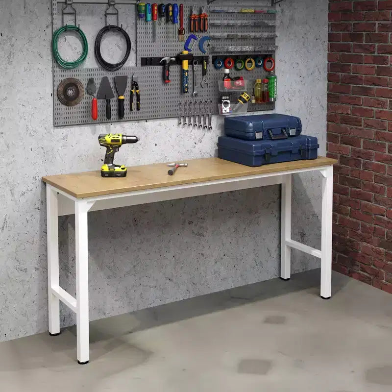Manhattan Comfort Fortress Set 3 Mobili e Banco da Lavoro Salvaspazio per Garage 1.0 Bianco: Contenitori con Serratura e Ripiani Regolabili
