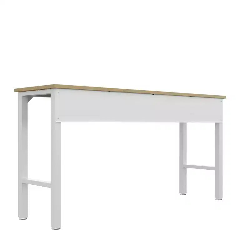 Manhattan Comfort Fortress Set 3 Mobili e Banco da Lavoro Salvaspazio per Garage 1.0 Bianco: Contenitori con Serratura e Ripiani Regolabili