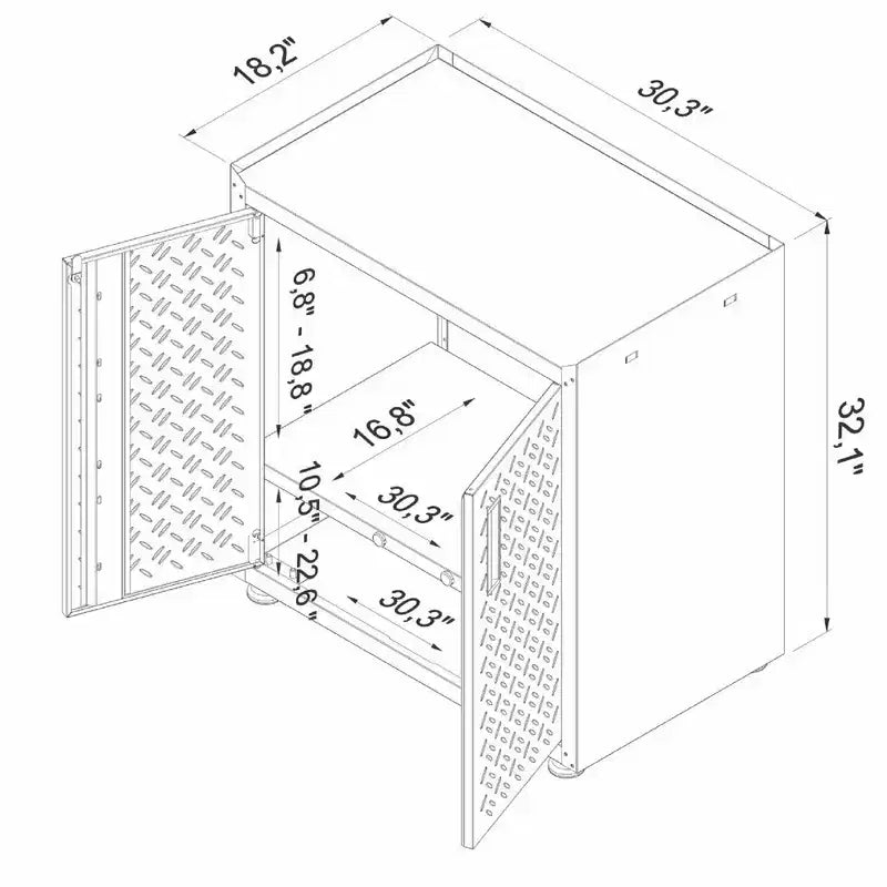 Manhattan Comfort Fortress Set 3 Mobili e Banco da Lavoro Salvaspazio per Garage 1.0 Bianco: Contenitori con Serratura e Ripiani Regolabili