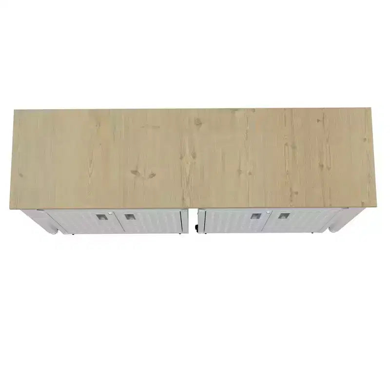 Manhattan Comfort Fortress Set 3 Mobili e Banco da Lavoro Salvaspazio per Garage 1.0 Bianco: Contenitori con Serratura e Ripiani Regolabili