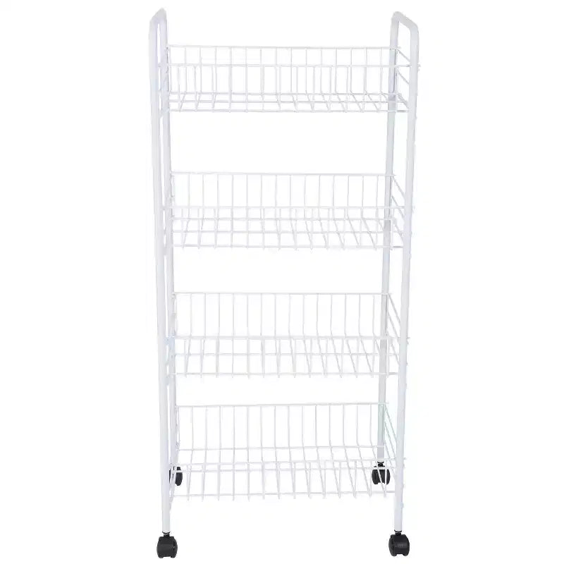 Carrello scorrevole a 4 ripiani Simplify: Contenitore multiuso in acciaio, Bianco, Pulire a chiazze, Montaggio da adulto richiesto