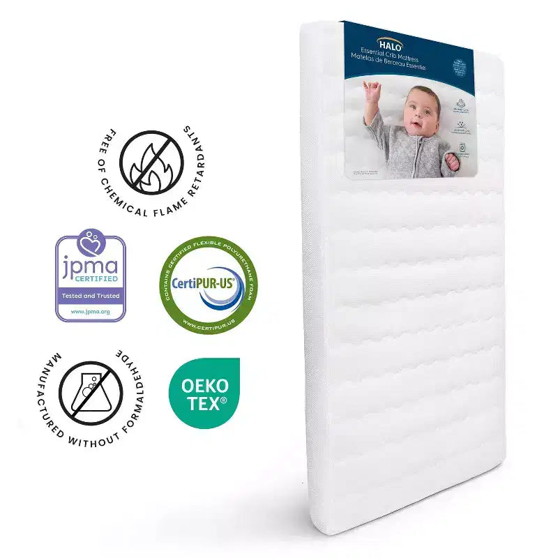 Materasso HALO Essential traspirante per culla e lettino per bambini: ipoallergenico, con rivestimento impermeabile, spessore 13,18 cm, 6,35 kg