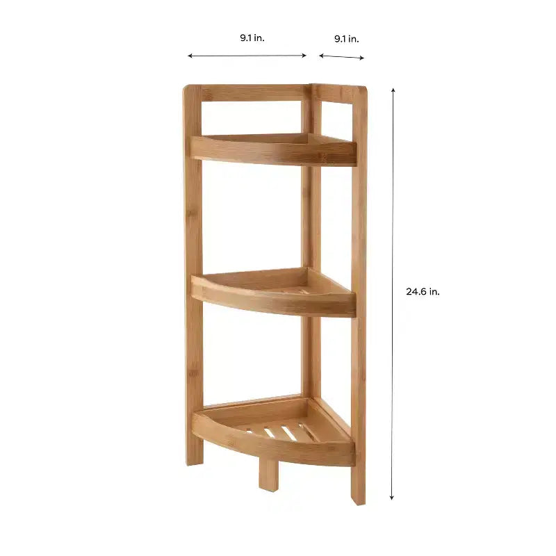 Organize It All 3 Tier Lohas Collection Mensola ad Angolo Marrone: Mobiletto in Lino e Bambù, Contenitore Universale, 3 Ripiani