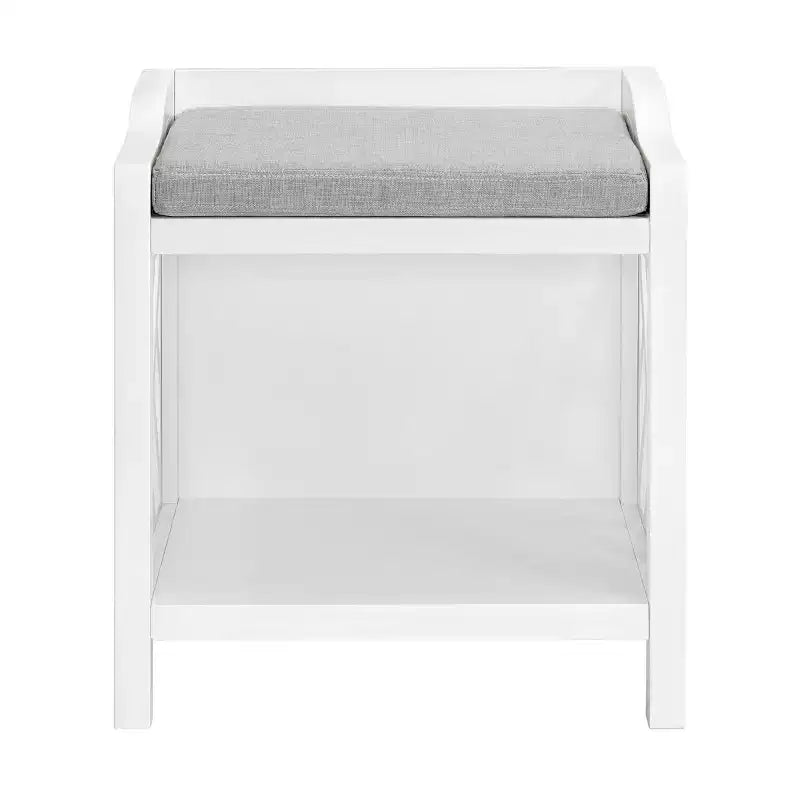 Panca Coventry con cuscino bianco - Alaterre Furniture: telaio rettangolare in legno imbottito, tessuto in poliestere, pulizia a secco