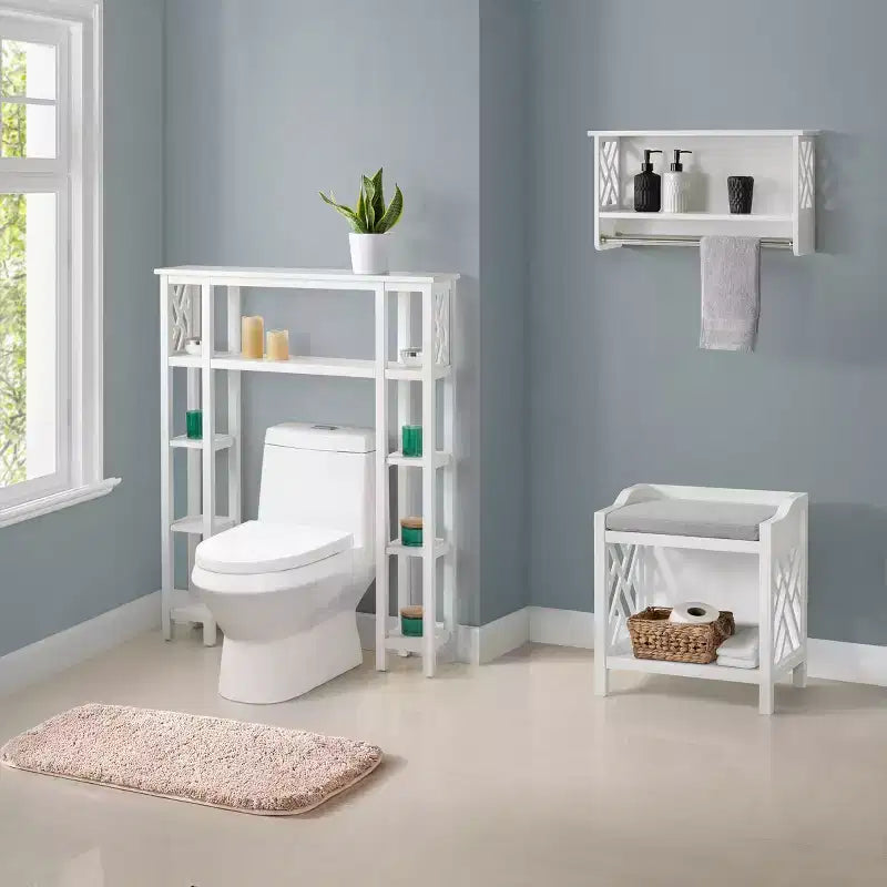 Panca Coventry con cuscino bianco - Alaterre Furniture: telaio rettangolare in legno imbottito, tessuto in poliestere, pulizia a secco