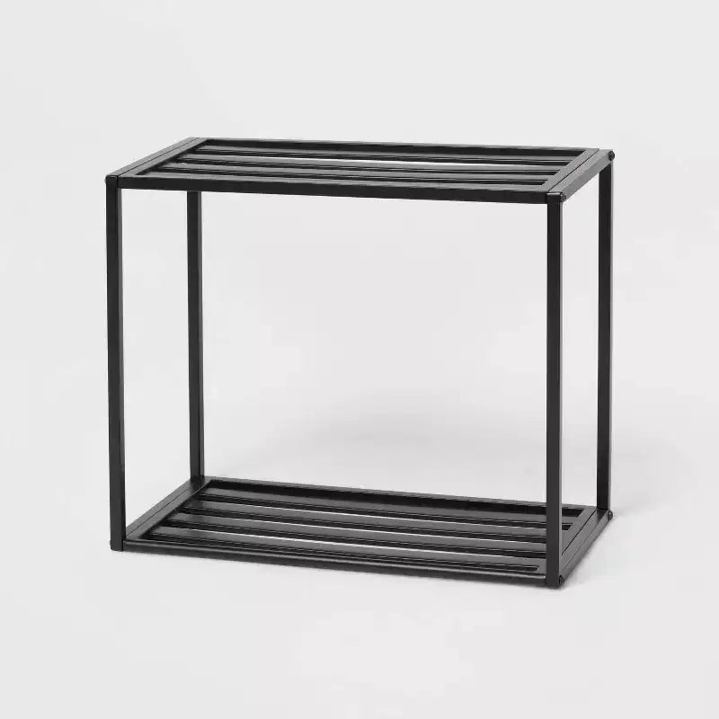 Wall Shelf Black Metal - Brightroom™: 2-Tier Storage, Open Cubes, No-Tool Assembly, 14.7" H x 18.1" W