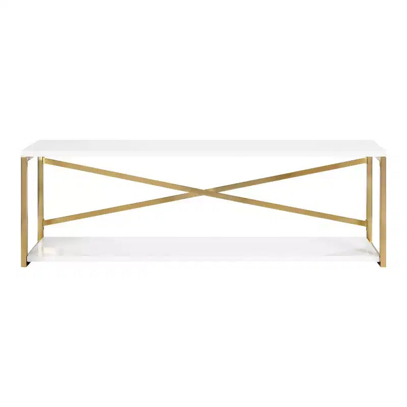 Kate & Laurel All Things Decor Mensola da Parete a 2 Ripiani Ascott 36"x12"x8" Bianca - Arredo Moderno Glam, Ganci a Serratura