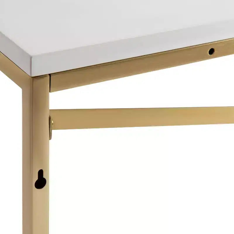 Kate & Laurel All Things Decor Mensola da Parete a 2 Ripiani Ascott 36"x12"x8" Bianca - Arredo Moderno Glam, Ganci a Serratura