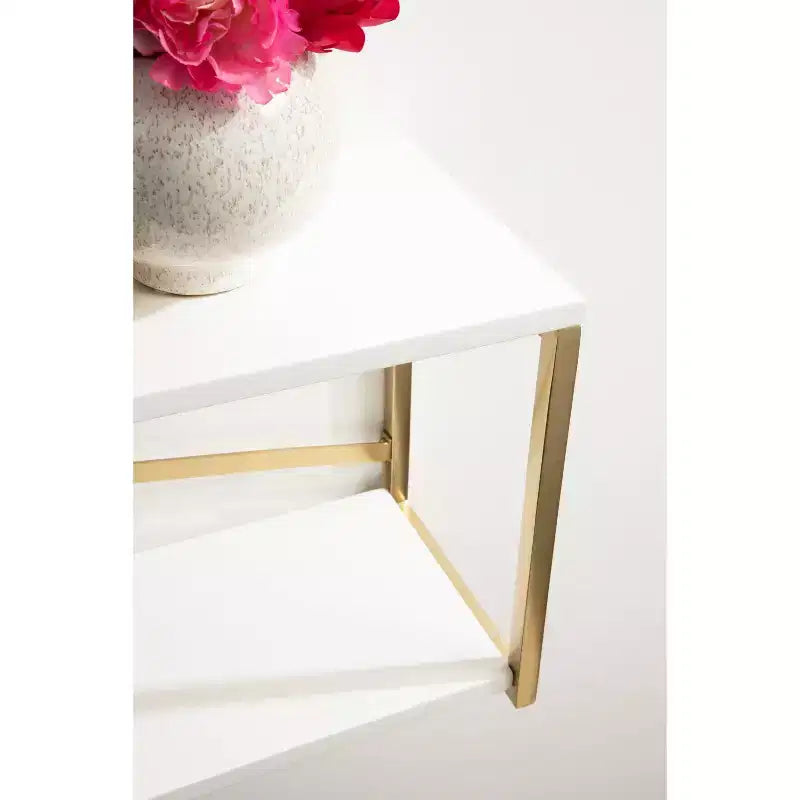 Kate & Laurel All Things Decor Mensola da Parete a 2 Ripiani Ascott 36"x12"x8" Bianca - Arredo Moderno Glam, Ganci a Serratura