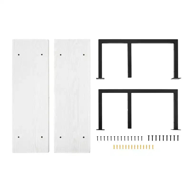 Mensola a parete moderna a 2 livelli con staffe sospese, 31.5" x 22.5", Betulla Bianca - Danya B.: Elegante contenitore, Metallo MDF