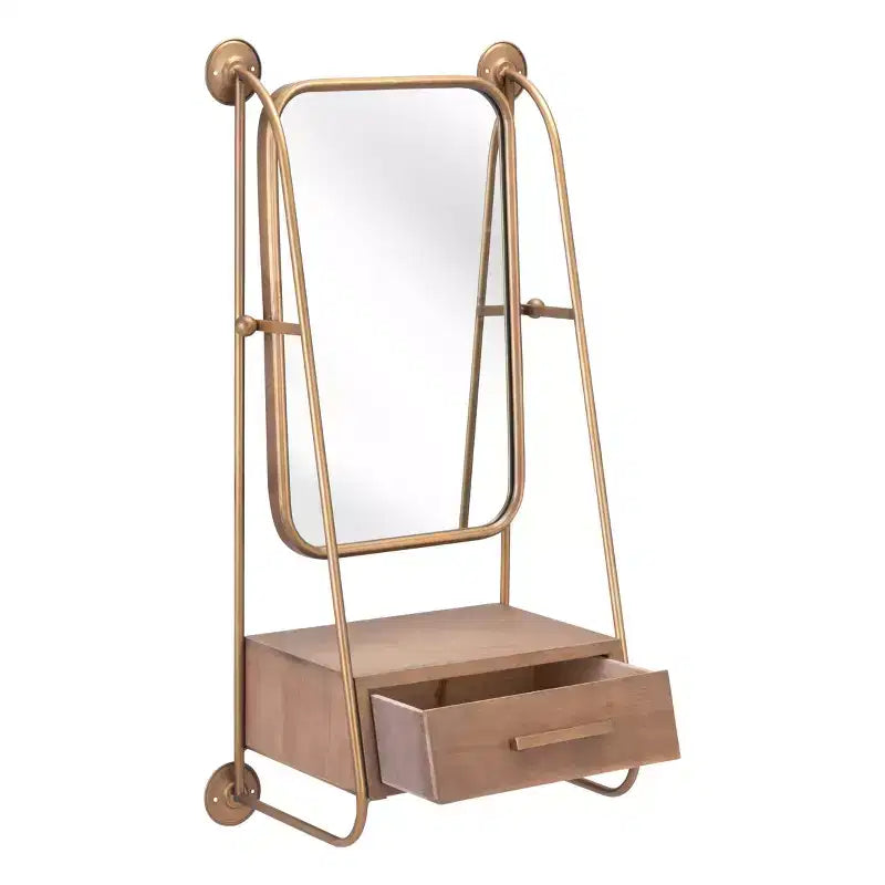 Specchio decorativo da parete Piuma Shelf oro - ZM Home