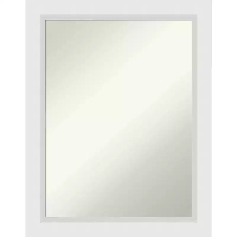22" x 28" Non-Beveled Blanco White Wood Wall Mirror - Amanti Art: Modern Rectangular Decor, Includes Mounting Hardware
