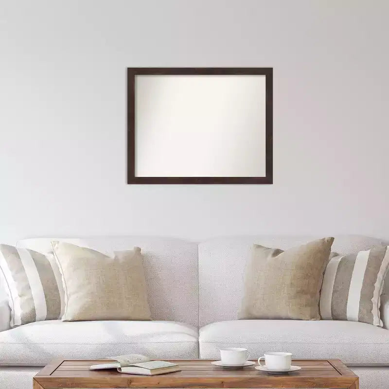 Specchio da parete in legno di noce scuro Fresco senza smussatura 31" x 25" - Amanti Art: Design rettangolare moderno, include hardware di montaggio