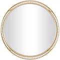 26"x26" Metal Wall Mirror with White Wood Beading Gold - Olivia & May: Luxury Glam Decor, No Assembly Required