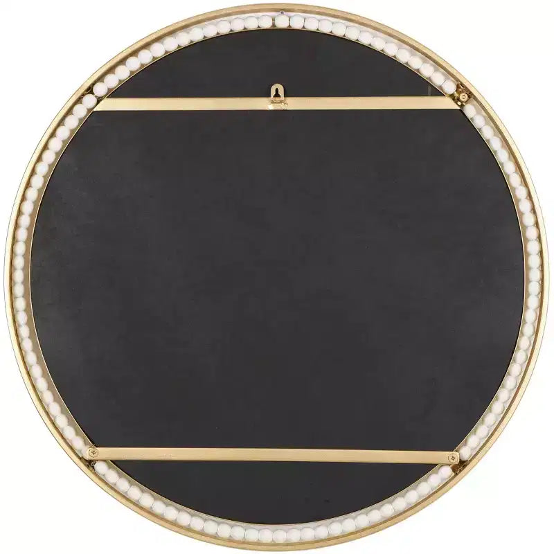 Specchio da parete in metallo 26"x26" con perline in legno bianco Oro - Olivia & May: Arredamento Glamour di Lusso, Nessun Montaggio Richiesto
