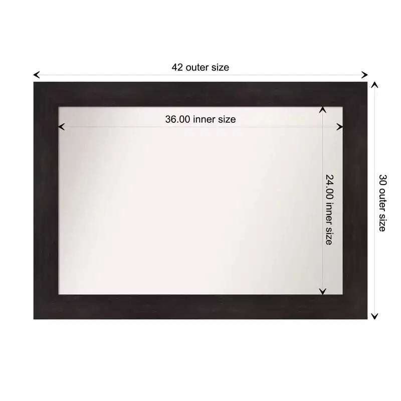 Specchio da parete Espresso smussato da 42" x 30": moderno, incorniciato, rettangolare - Amanti Art