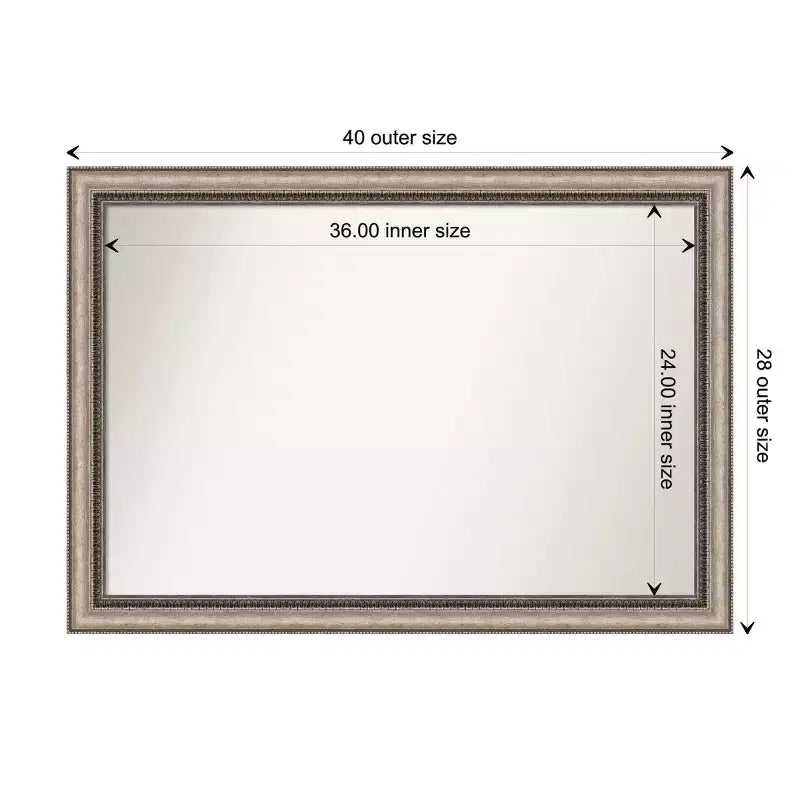 Specchio da parete per bagno Lyla ornato, senza smussatura, 40" x 28", argento - Amanti Art: cornice in polistirolo, montaggio a parete