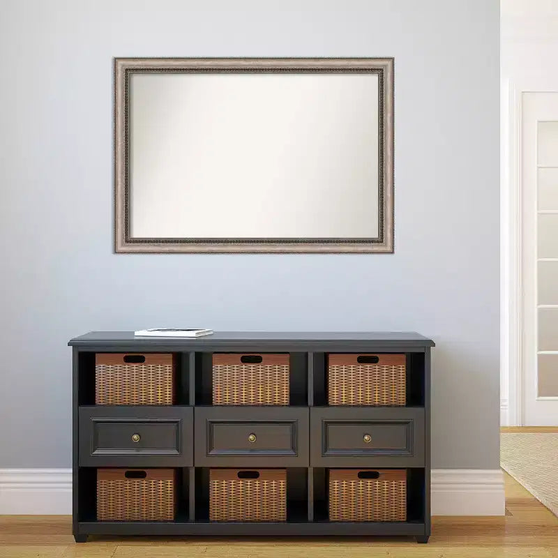 Specchio da parete per bagno Lyla ornato, senza smussatura, 40" x 28", argento - Amanti Art: cornice in polistirolo, montaggio a parete