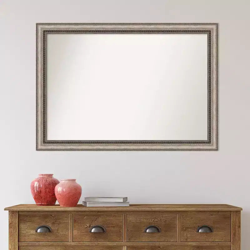 Specchio da parete per bagno Lyla ornato, senza smussatura, 40" x 28", argento - Amanti Art: cornice in polistirolo, montaggio a parete