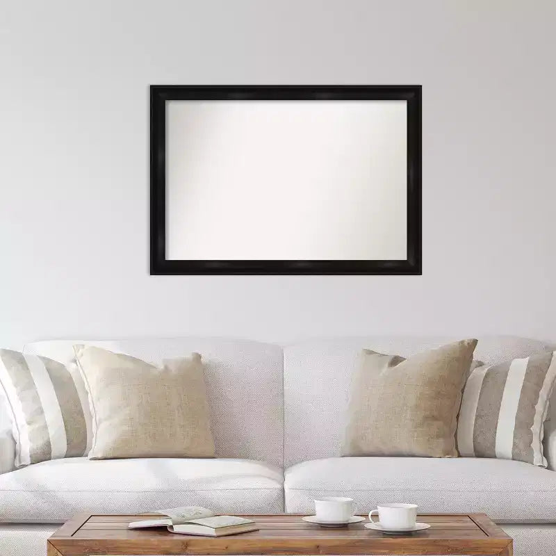 Specchio da parete stretto Grand Black non smussato 40"x28" - Amanti Art: Rettangolare moderno, cornice in polistirene