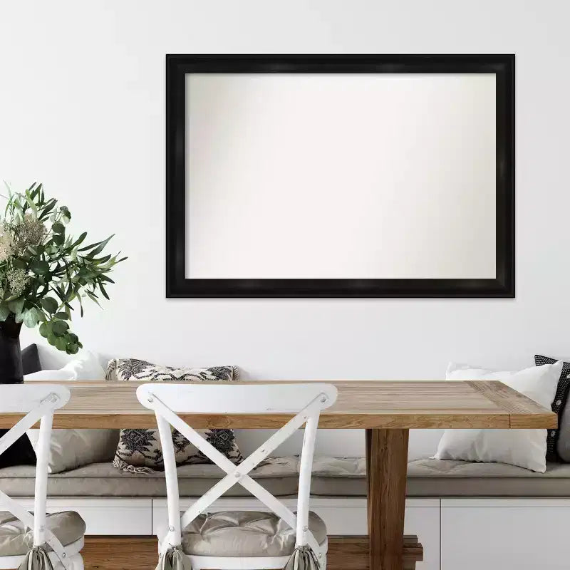 Specchio da parete stretto Grand Black non smussato 40"x28" - Amanti Art: Rettangolare moderno, cornice in polistirene