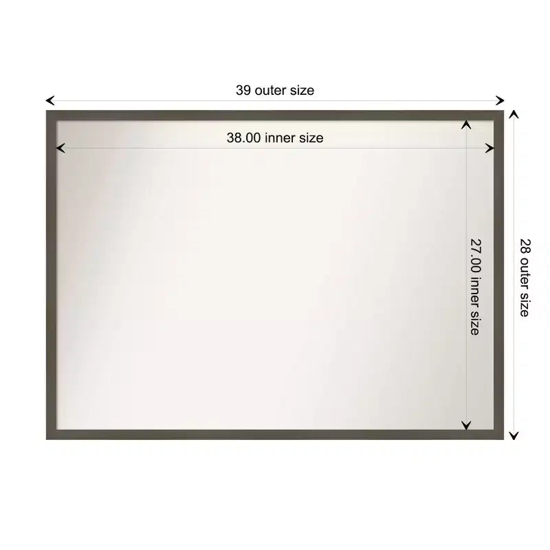 Specchio da parete per bagno Amanti Art Svelte Clay Gray Wood non smussato da 40" x 29" - Amanti Art: da parete, hardware incluso