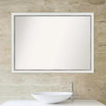 Specchio da parete rettangolare con cornice stretta bianca/argento, 1 persona, 41" x 30"