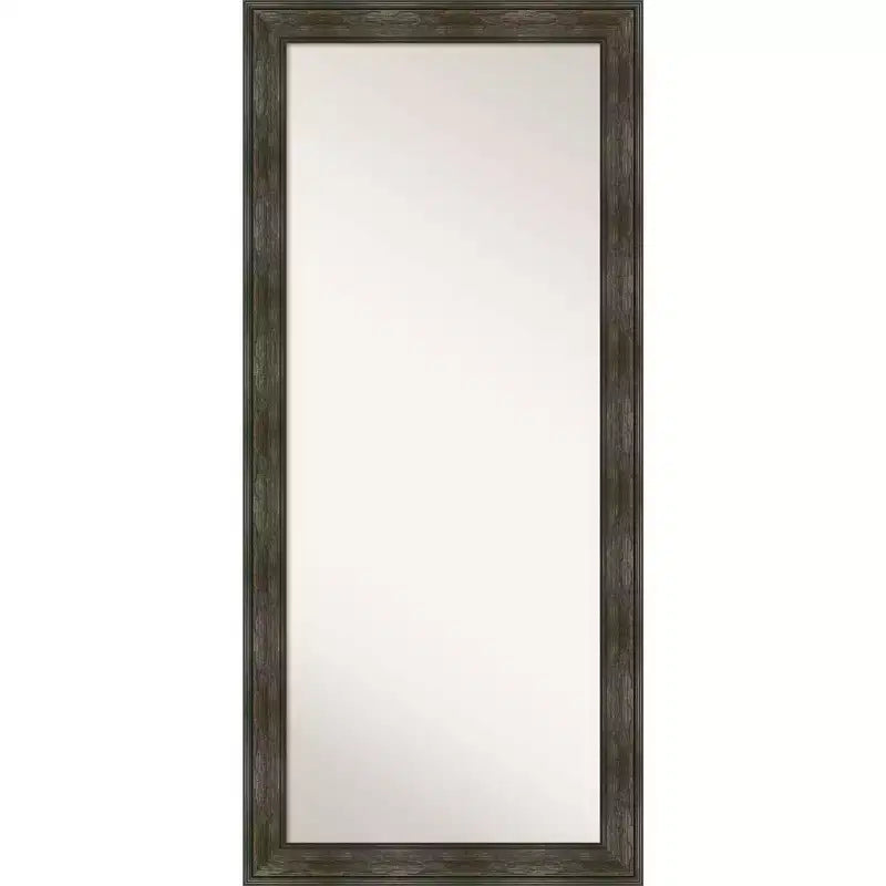 30" x 66" Non-Beveled Rail Rustic Char Full Length Floor Leaner Mirror - Amanti Art