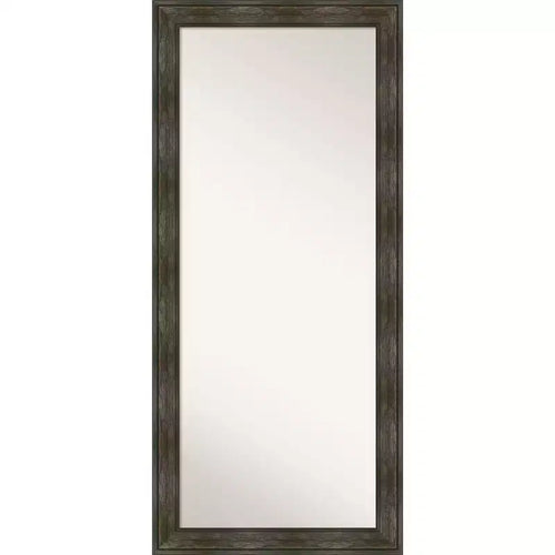 30" x 66" Non-Beveled Rail Rustic Char Full Length Floor Leaner Mirror - Amanti Art