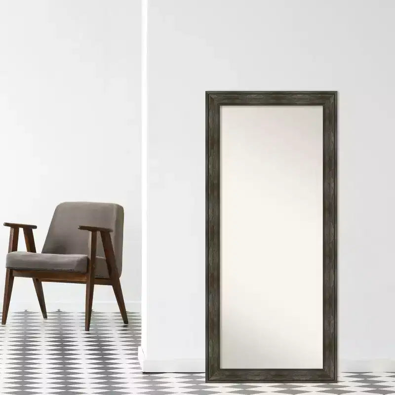 Specchio da appoggio intero da 30" x 66" con cornice rustica senza smussatura - Amanti Art