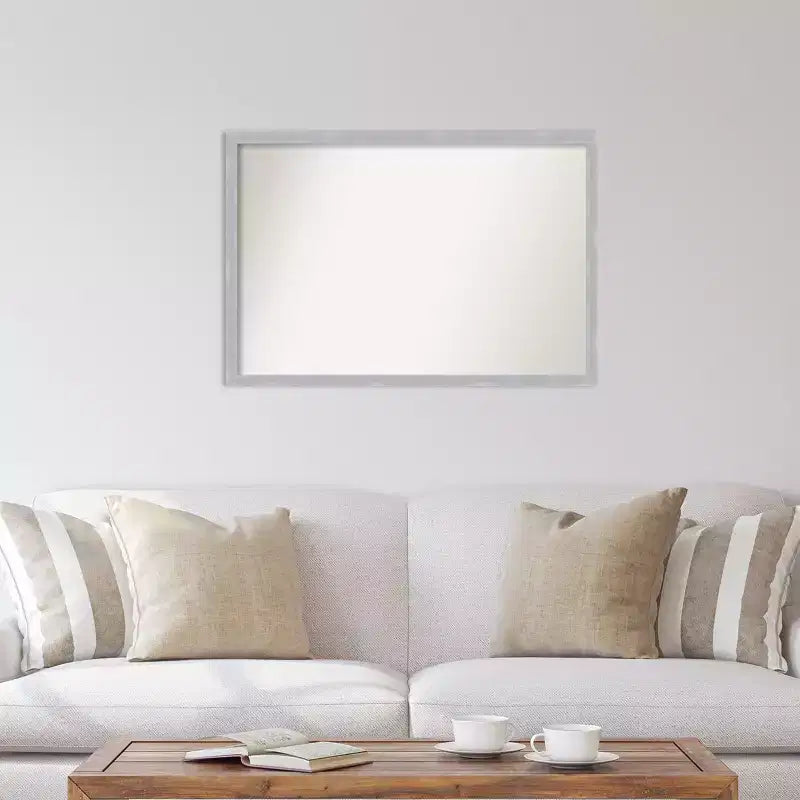 Specchio da parete stretto Grace con bordo non smussato, nichel spazzolato, 96,5 x 66 cm - Amanti Art: Stile moderno, cornice in polistirene, accessori per il montaggio inclusi