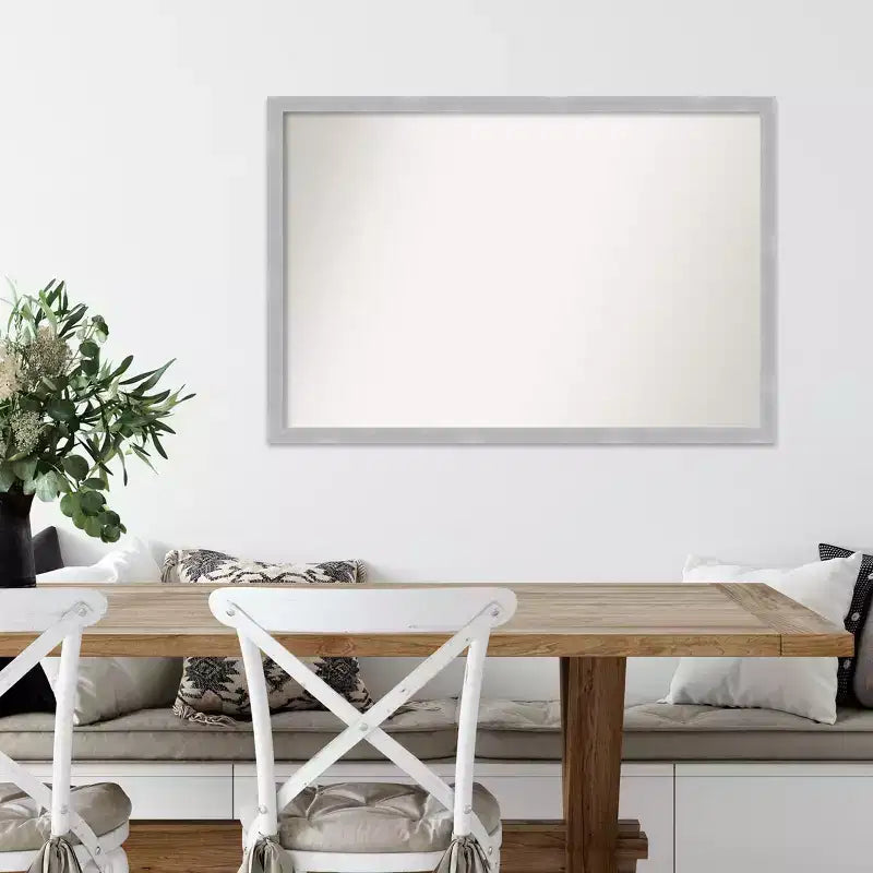 Specchio da parete stretto Grace con bordo non smussato, nichel spazzolato, 96,5 x 66 cm - Amanti Art: Stile moderno, cornice in polistirene, accessori per il montaggio inclusi