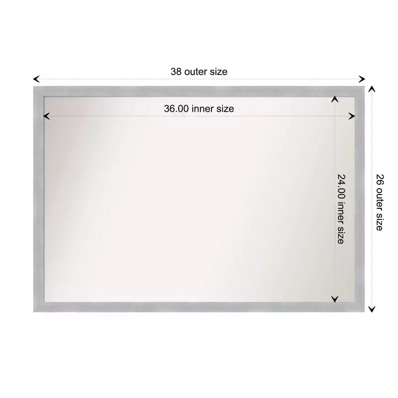 Specchio da parete stretto Grace con bordo non smussato, nichel spazzolato, 96,5 x 66 cm - Amanti Art: Stile moderno, cornice in polistirene, accessori per il montaggio inclusi