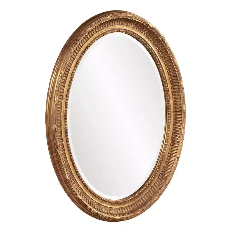 Howard Elliott Oval Wood Framed Nero Wall Mirror Oro: Smussato, Stile Transizionale, Pronto per Essere Appeso