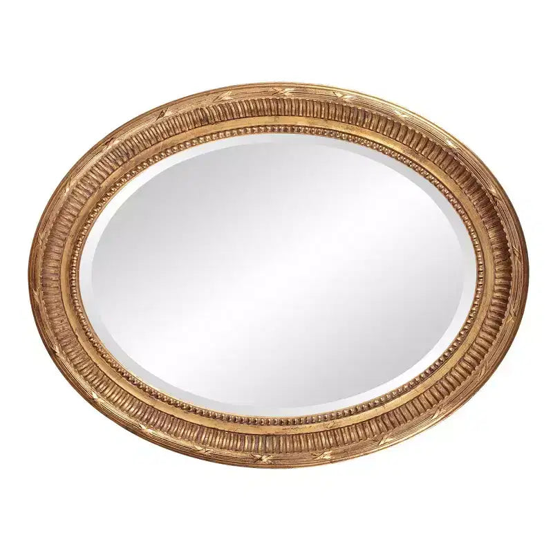 Howard Elliott Oval Wood Framed Nero Wall Mirror Oro: Smussato, Stile Transizionale, Pronto per Essere Appeso