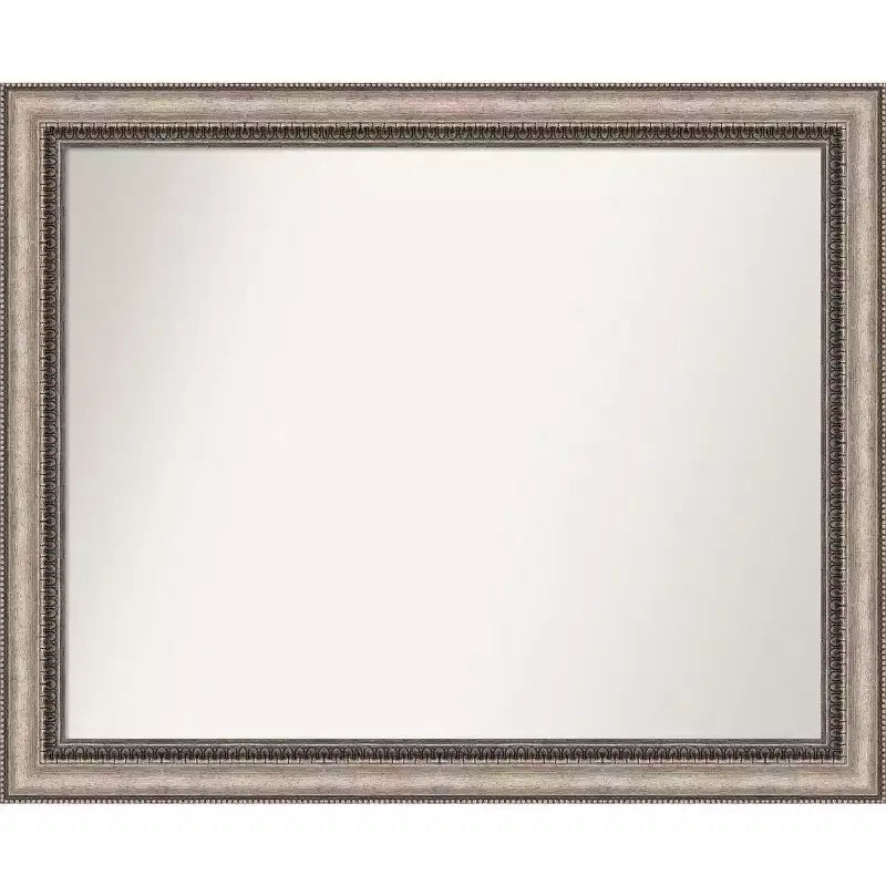 32" x 26" Non-Beveled Lyla Ornate Bathroom Wall Mirror Silver - Amanti Art: Rectangle, Polystyrene Frame, Wall Mounted