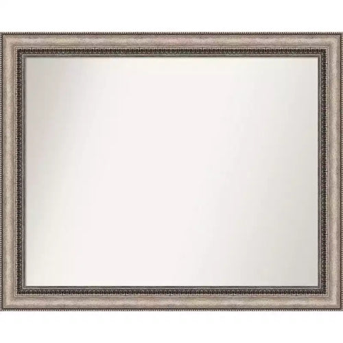 32" x 26" Non-Beveled Lyla Ornate Bathroom Wall Mirror Silver - Amanti Art: Rectangle, Polystyrene Frame, Wall Mounted