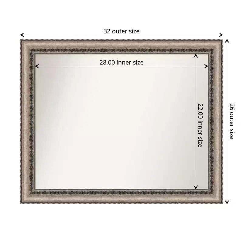 Specchio da parete per bagno Lyla ornato non smussato, 81 cm x 66 cm, argento - Amanti Art: Rettangolare, Cornice in polistirolo, Montaggio a parete