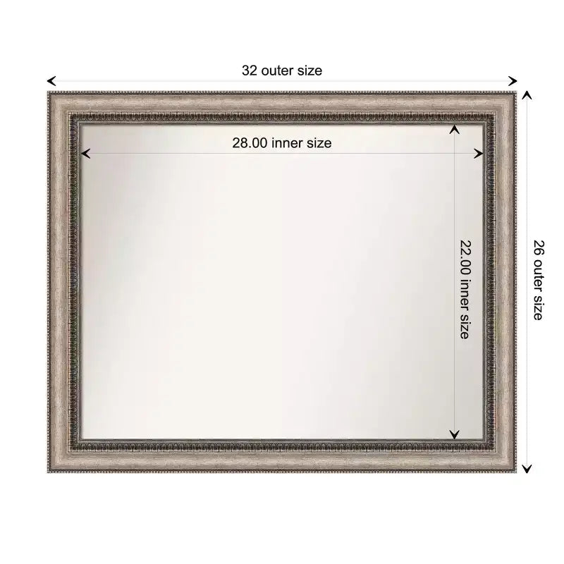 Specchio da parete per bagno Lyla ornato non smussato, 81 cm x 66 cm, argento - Amanti Art: Rettangolare, Cornice in polistirolo, Montaggio a parete