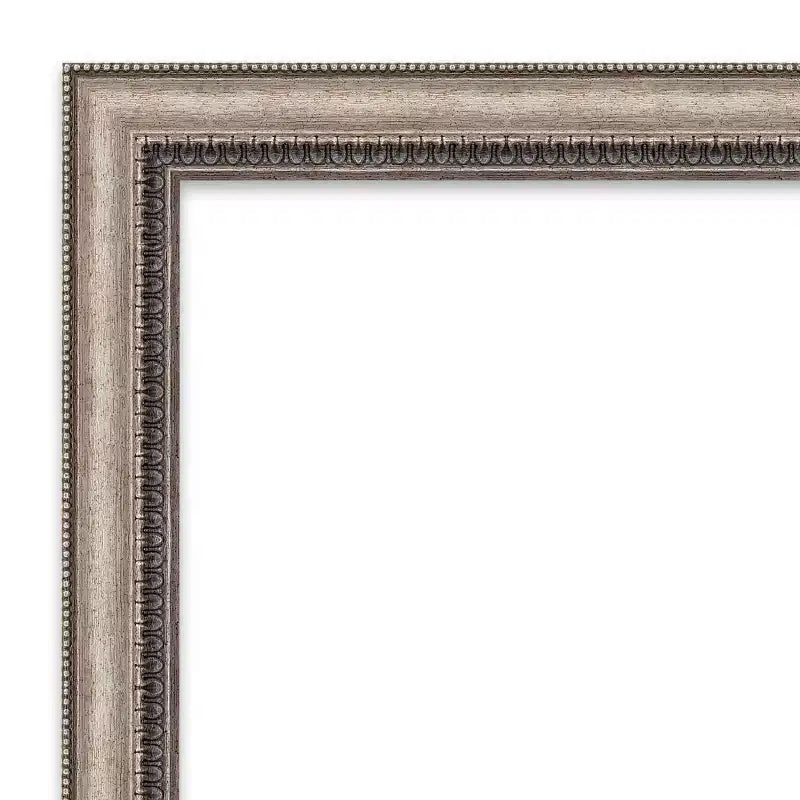 Specchio da parete per bagno Lyla ornato non smussato, 81 cm x 66 cm, argento - Amanti Art: Rettangolare, Cornice in polistirolo, Montaggio a parete