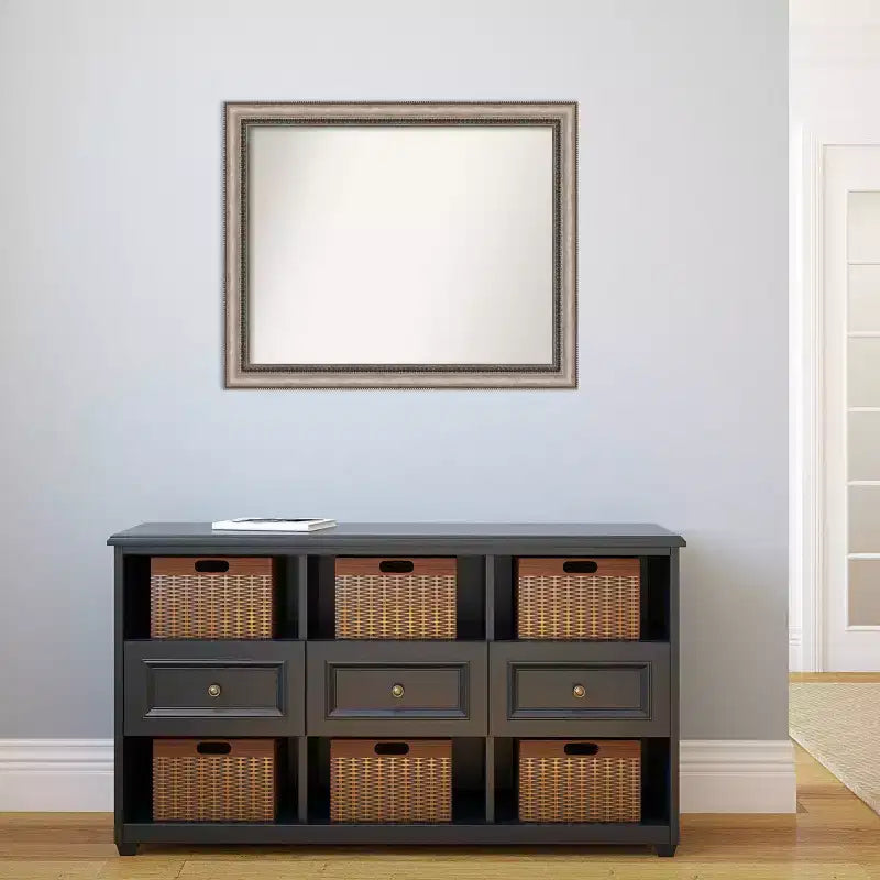 Specchio da parete per bagno Lyla ornato non smussato, 81 cm x 66 cm, argento - Amanti Art: Rettangolare, Cornice in polistirolo, Montaggio a parete