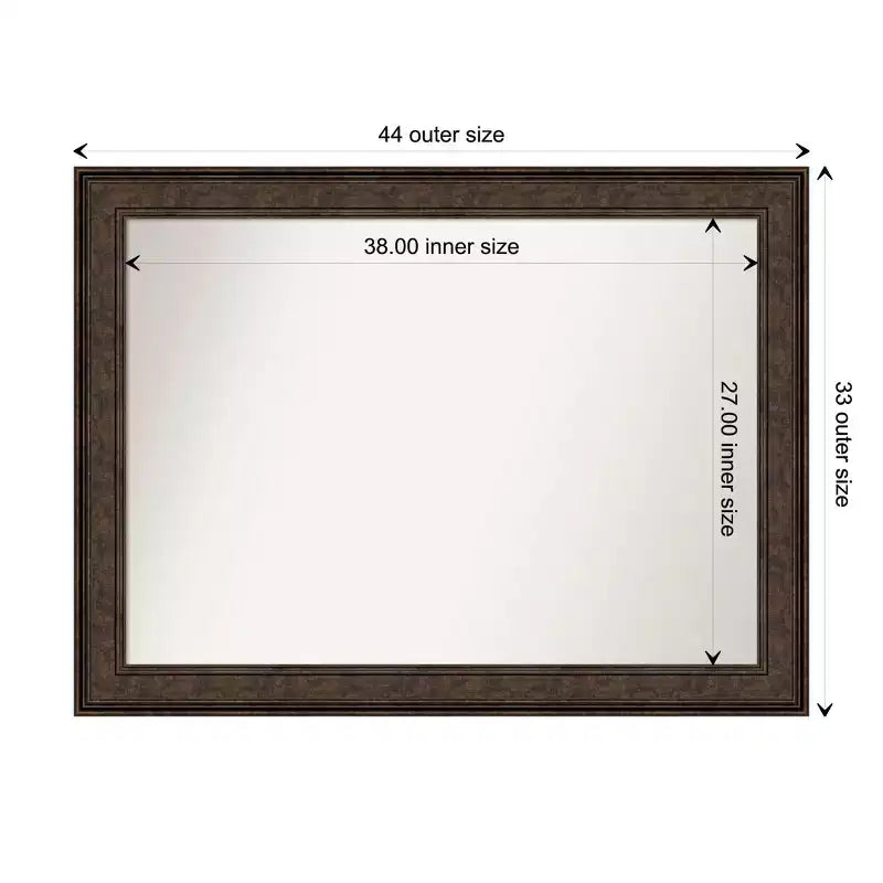 Specchio da Parete per Bagno in Bronzo Non Smussato 44" x 33" Ridge - Amanti Art
