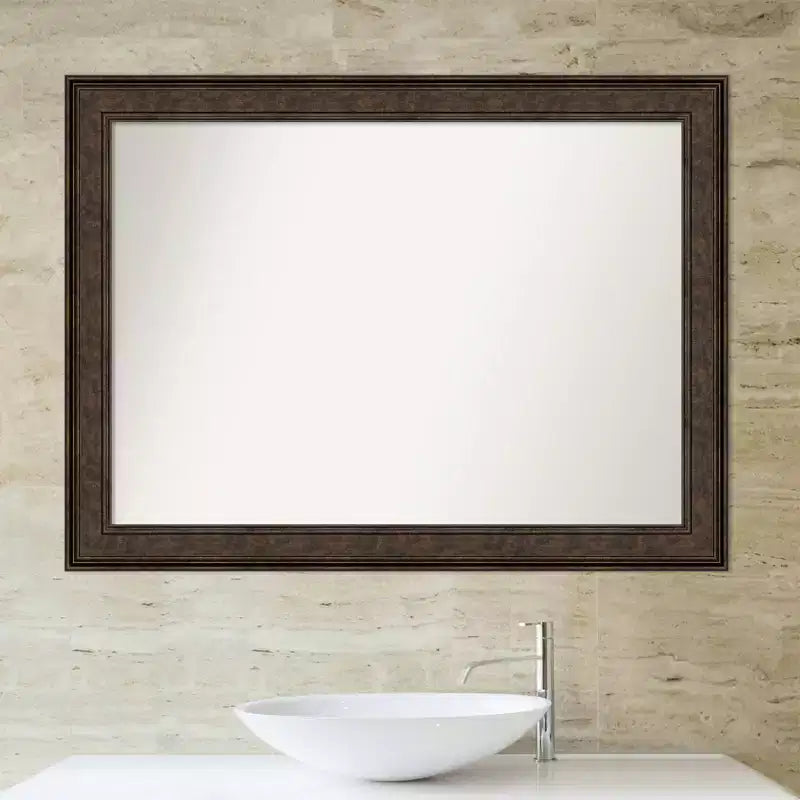 Specchio da Parete per Bagno in Bronzo Non Smussato 44" x 33" Ridge - Amanti Art