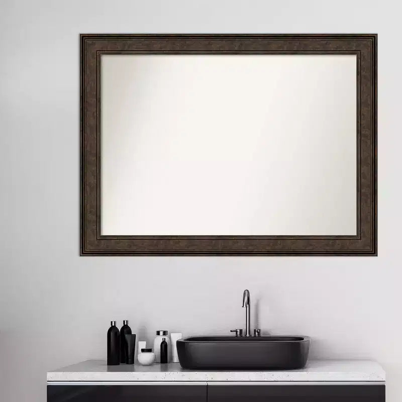 Specchio da Parete per Bagno in Bronzo Non Smussato 44" x 33" Ridge - Amanti Art