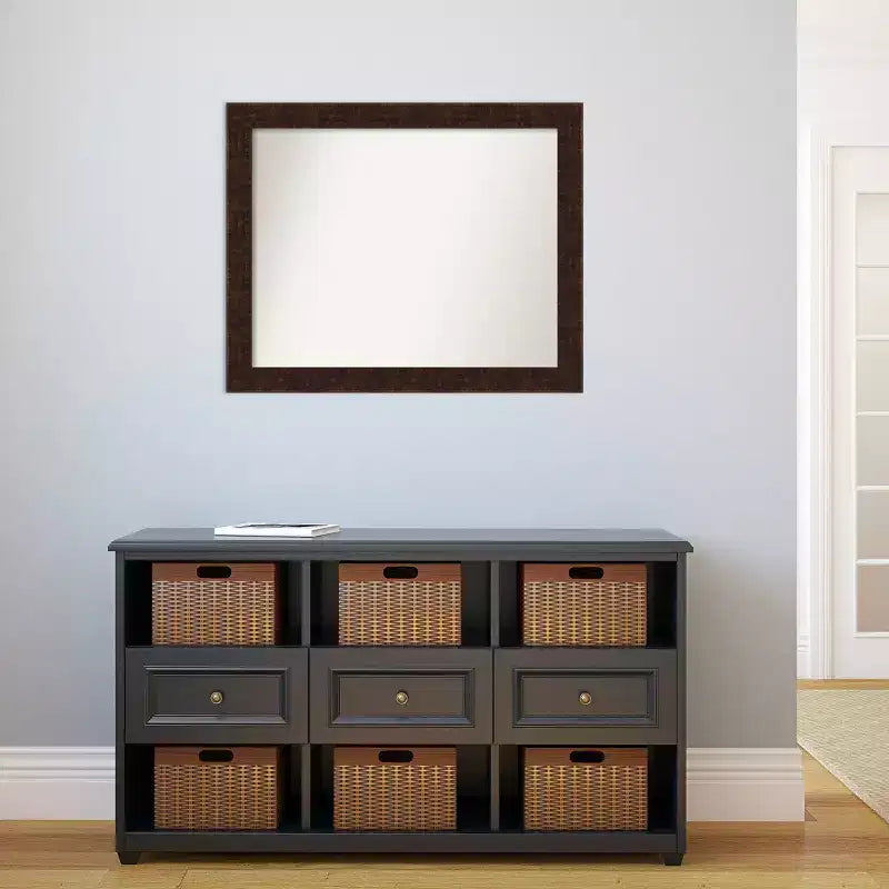 Specchio da Parete Stretto William Mottled Bronze 32" x 26" Senza Smussatura - Amanti Art