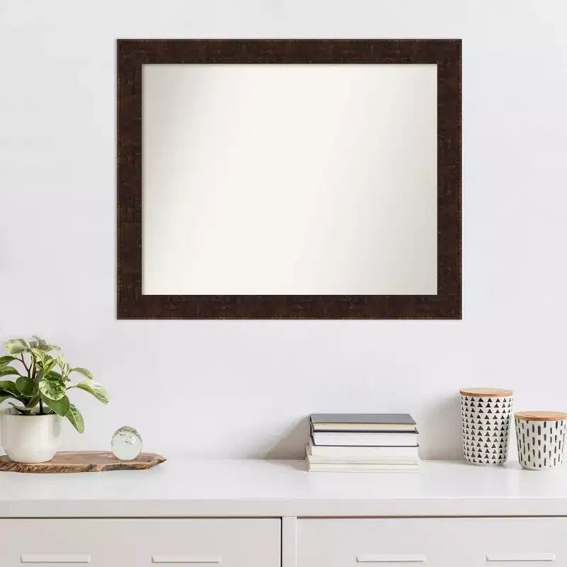 Specchio da Parete Stretto William Mottled Bronze 32" x 26" Senza Smussatura - Amanti Art