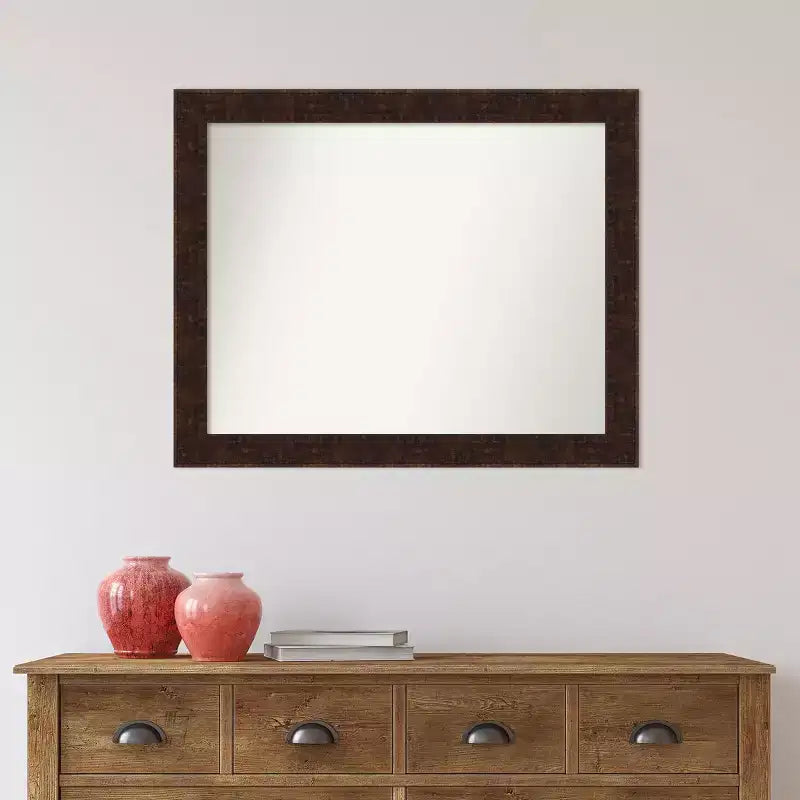 Specchio da Parete Stretto William Mottled Bronze 32" x 26" Senza Smussatura - Amanti Art