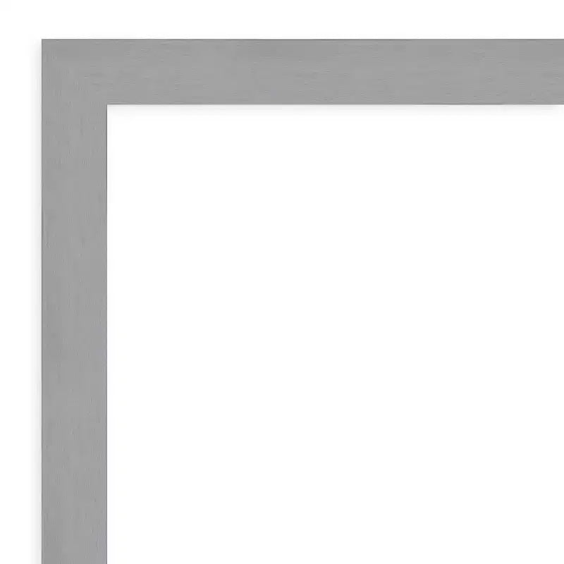 Specchio da parete per bagno 42" x 31" non smussato Nickel spazzolato - Amanti Art: Rettangolare moderno, Cornice in polistirene, Montaggio a parete